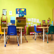 empty classroom with movable chairs